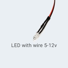 LED with wire and resistor 20cm  5v-12v Red color
