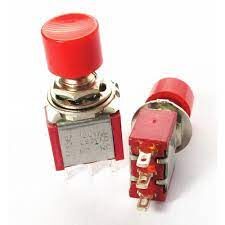 Push button switch PS-102 with small red riding cap round 3 pin