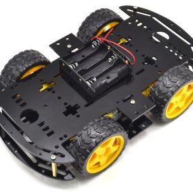 كتة جسم روبوت سيارة باربع كفرات(أسود) -(Black)4WD Smart Motor Robot Car Chassis
