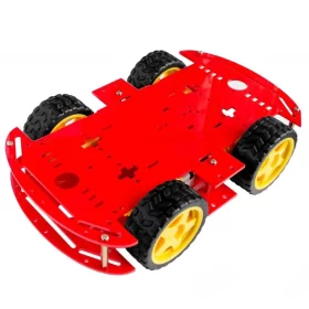 كتة جسم روبوت سيارة باربع كفرات(أحمر) -(Red)4WD Smart Motor Robot Car Chassis